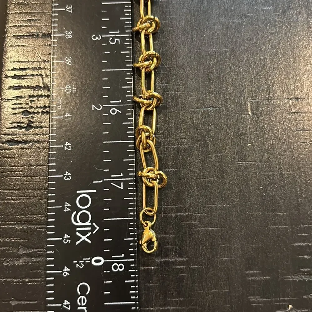 INS Fashion 18K Gold Plated Stainless Steel Knot Link Chain Necklace - Picture 7 of 8